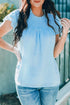 Tiered Sleeve Frilled Neck Dotted Top